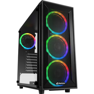 Sharkoon tg4m rgb midi tower behuizing (zwart | 2x usb-a | rgb | tempered glass)