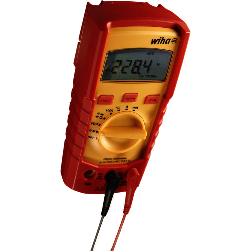 Afbeelding laden in galerijviewer, Wiha digitale multimeter tot 600 v ac, cat iv meetapparaat (rood geel)
