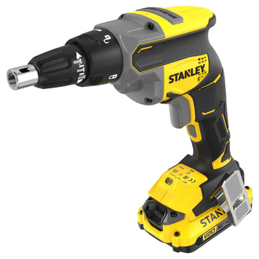 Stanley brushless 18v v20 gipsplaatschroevendraaier set schroeftol (zwart geel, accu en oplader inbegrepen)