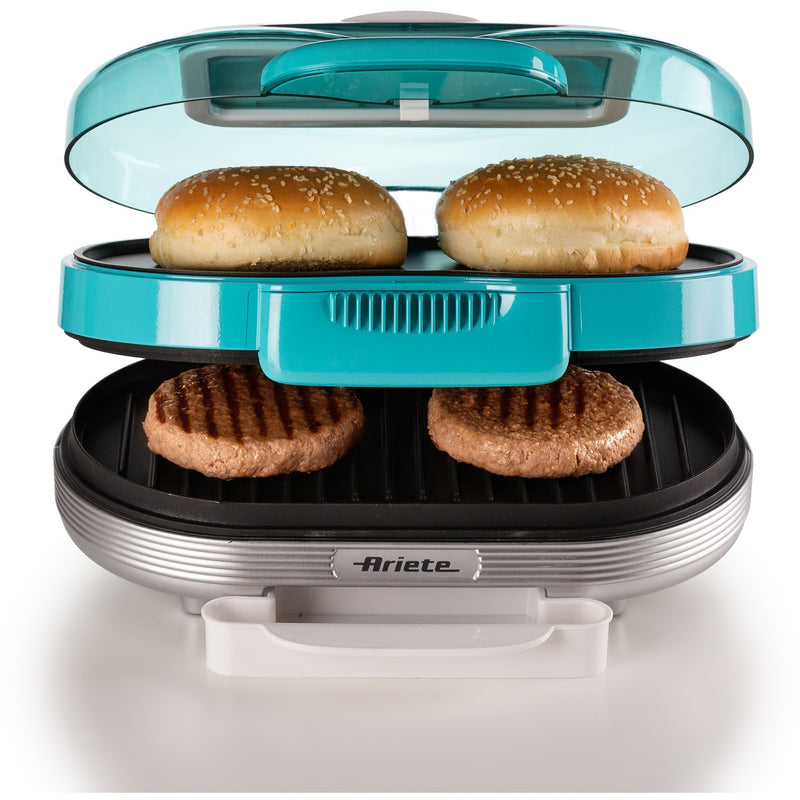 Afbeelding laden in galerijviewer, Ariete party time hamburger maker 0205 01 elektrische bakplaat (lichtblauw wit)
