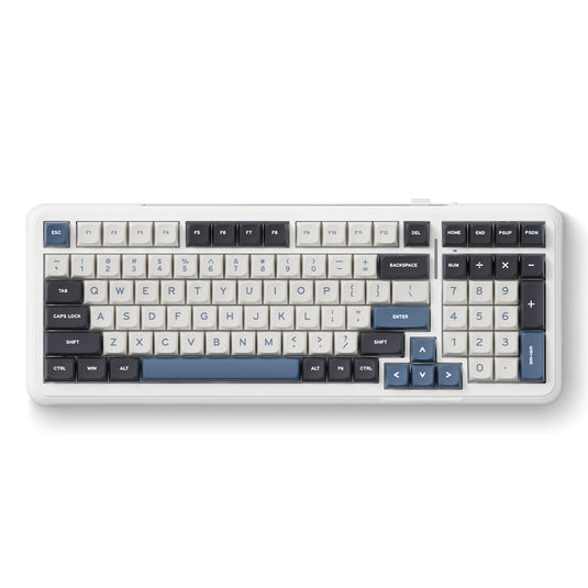 Mchose k99 navy blue hyacinth wireless gasket mount mechanical rgb toetsenbord (wit, us lay-out (qwerty), ktt hyacinth, rgb, hot swap, double-shot pbt, draadloos | bluetooth | usb-c)