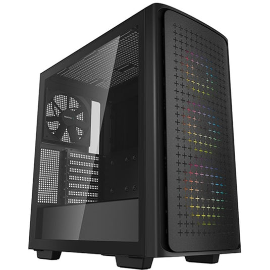 Deepcool ck560 midi tower behuizing (zwart | 2x usb-a | 1x usb-c | rgb | tempered glass)