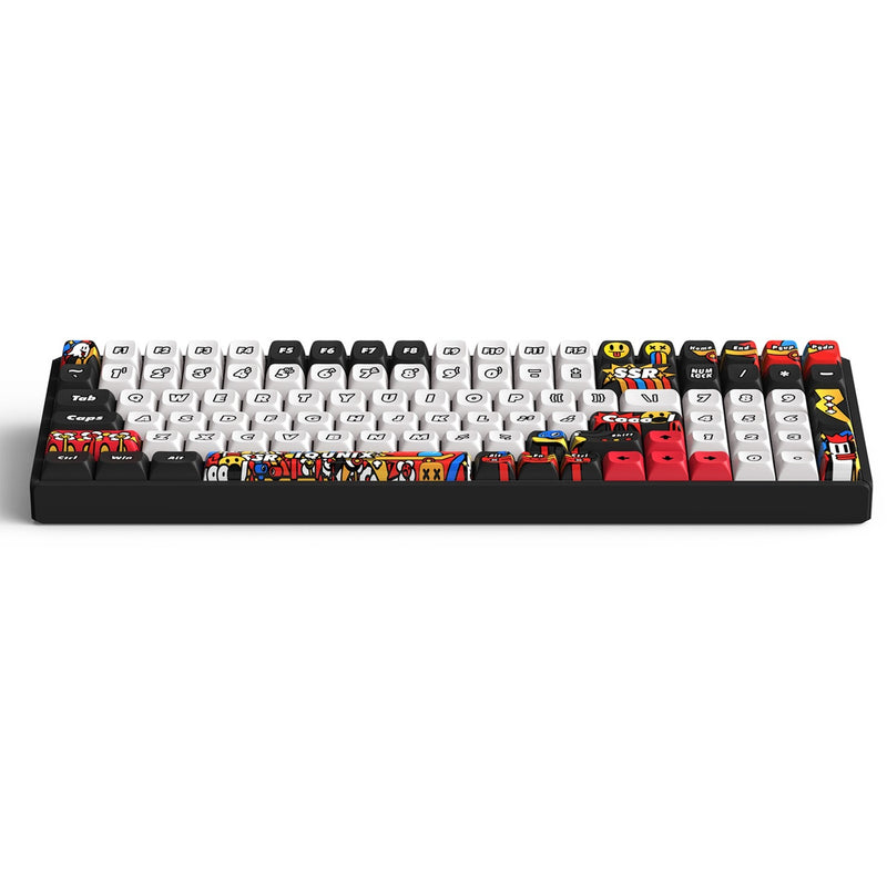 Afbeelding laden in galerijviewer, Iqunix f97 graffiti diary wireless mechanical keyboard (zwart, us lay-out (qwerty), cherry mx silent red, 96%, rgb leds, hot-swappable, pbt, 2.4ghz | bluetooth 5.1 | usb-c)
