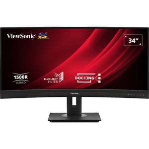 Viewsonic uwqhd curved docking monitor vg3456c 34 ultrawide (zwart (mat), 2x hdmi, 1x displayport, usb-a, usb-b, usb-c, lan, audio)