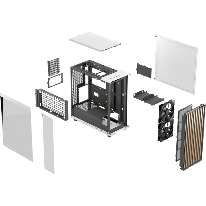 Afbeelding laden in galerijviewer, Fractal design north midi tower behuizing (wit houtkleur | 2x usb-a | 1x usb-c | tempered glass)
