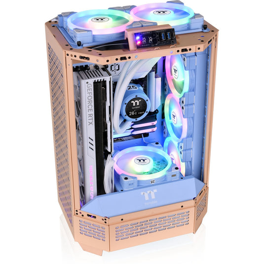 Thermaltake the tower 300 - peach fuzz mini tower behuizing (perzik | 3x usb-a | tempered glass)