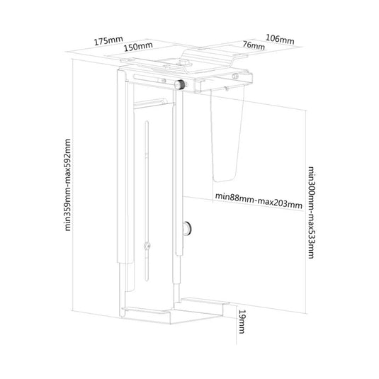 Neomounts pc bureausteun nm-cpu100black houder (zwart)