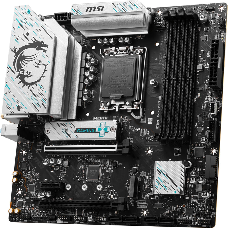 Afbeelding laden in galerijviewer, Msi b760m gaming plus wifi socket 1700 moederbord (zwart zilver, raid, 2.5 gb-lan, wi-fi 6e, bt, sound, µatx)
