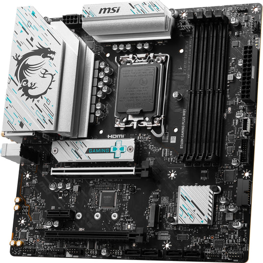 Msi b760m gaming plus wifi socket 1700 moederbord (zwart zilver, raid, 2.5 gb-lan, wi-fi 6e, bt, sound, µatx)