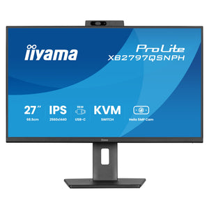 Iiyama prolite xb2797qsnph-b1 27 monitor (zwart, 1x displayport, 1x hdmi, 3x usb-c, 2x usb-a, 1x rj-45, webcam)
