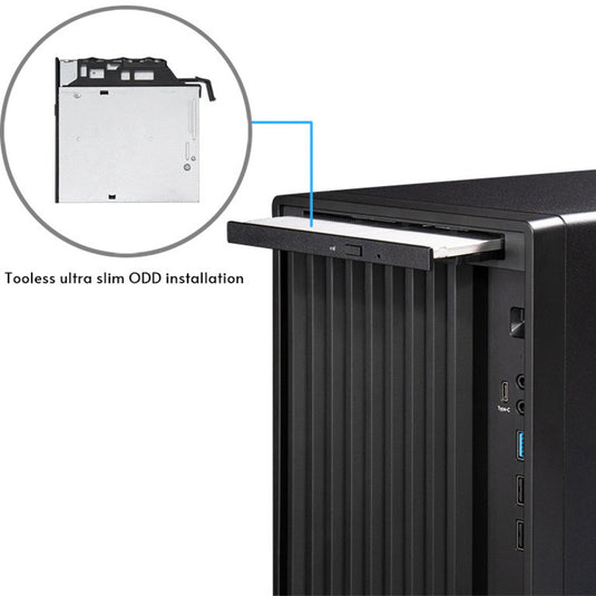 Chieftec uni bs-20b-op mini tower behuizing (zwart | 3x usb-a | 1x usb-c)