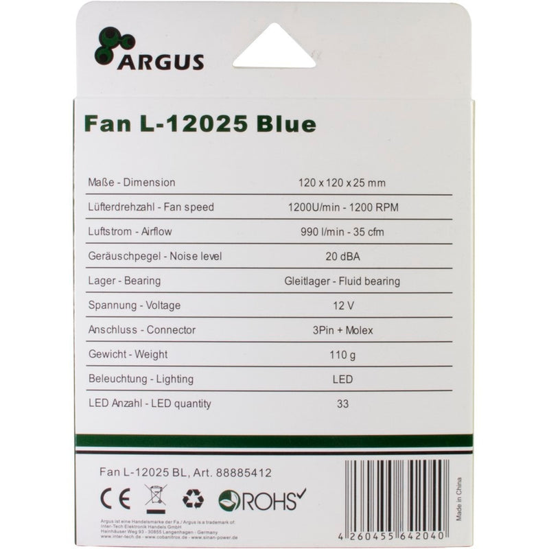 Afbeelding laden in galerijviewer, Inter-tech l-12025 120x120x25mm case fan (zwart, 120 x 120 x 25 mm)
