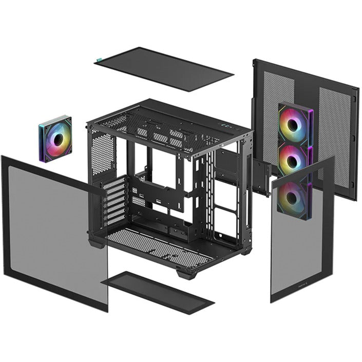 Afbeelding laden in galerijviewer, Deepcool cg530 4f midi tower behuizing (zwart | 2x usb-a | 1x usb-c | rgb | tempered glass)
