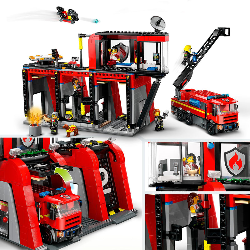 Afbeelding laden in galerijviewer, Lego city - brandweerkazerne en brandweerauto constructiespeelgoed (60414)
