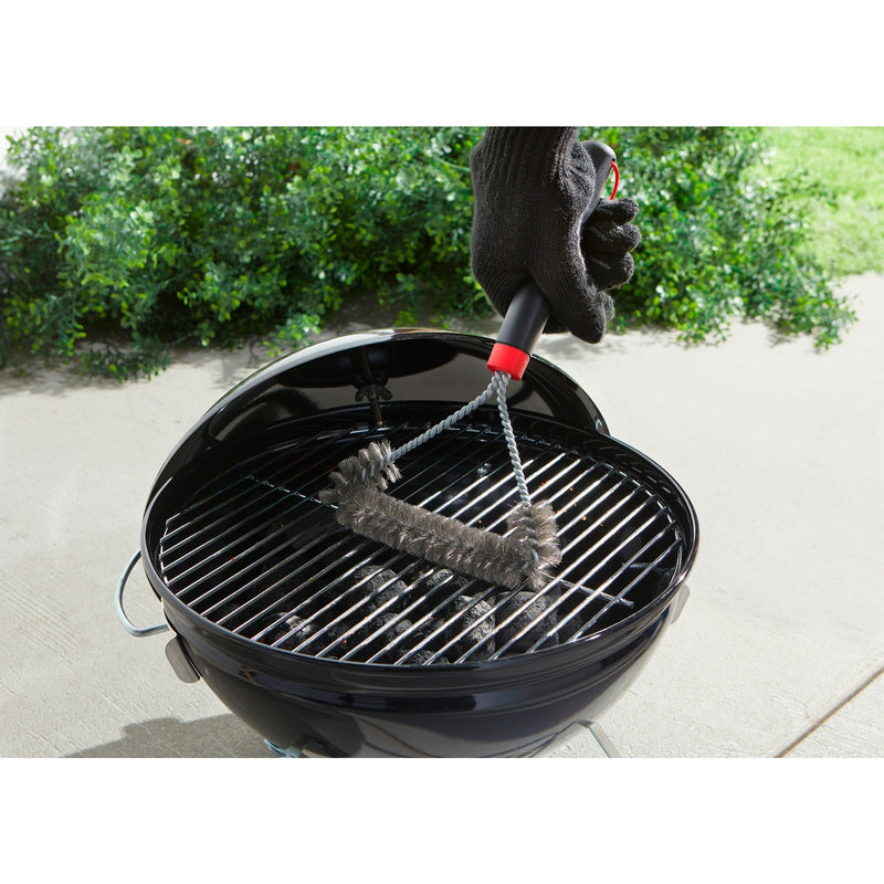 Afbeelding laden in galerijviewer, Weber driezijdige reinigingsborstel grillreinigingsborstel (zwart rood, 30 cm)
