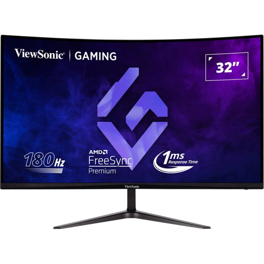 Viewsonic vx3218c-2k 32 curved gaming monitor (zwart, 1x displayport, 2x hdmi, 180 hz, 2x hdmi, 1x displayport, 180 hz)