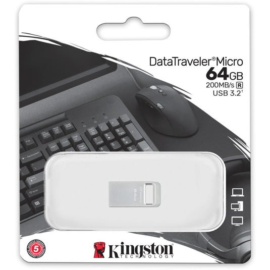 Kingston datatraveler micro 64 gb usb-stick (zilver, dtmc3g2 64gb, usb 3.2 gen 1)