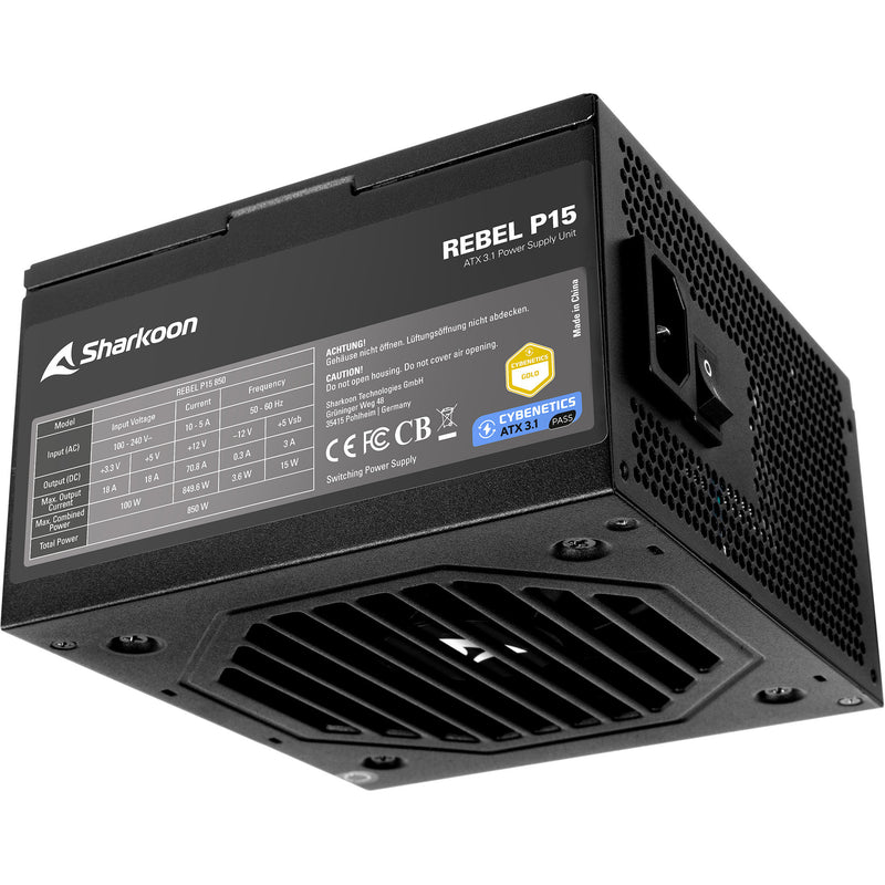Afbeelding laden in galerijviewer, Sharkoon rebel p15 850 watt voeding (zwart, 1x 12v-2x6, 4x pcie)
