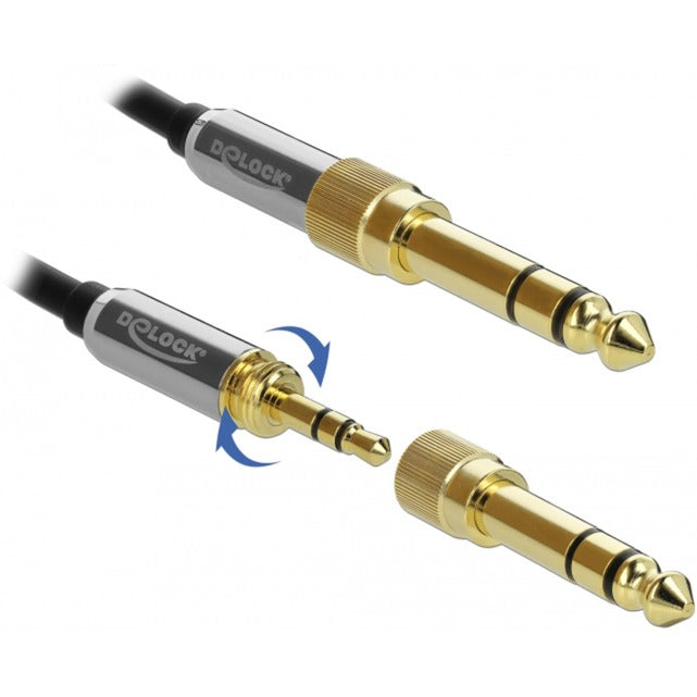 Afbeelding laden in galerijviewer, Delock stereokabel 3,5 mm 3 pin-stekker > 3,5 mm 3 pin-stekker (zwart, 0,5 meter)

