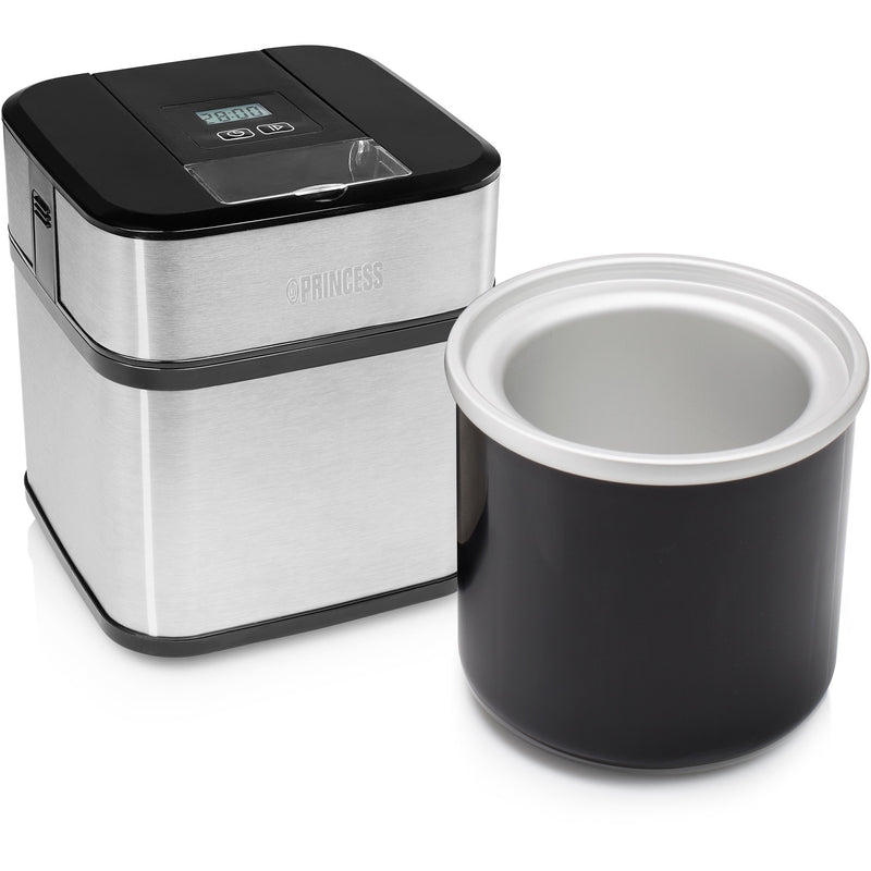 Afbeelding laden in galerijviewer, Princess 282605 ice cream maker ijsmachine (roestvrij staal zwart, 1,5 liter)
