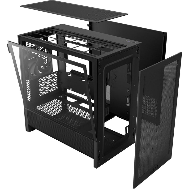 Afbeelding laden in galerijviewer, Nzxt h3 flow midi tower behuizing (zwart (mat) | 1x usb-a | 1x usb-c | tempered glass)
