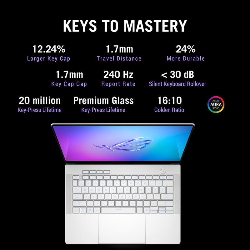 Afbeelding laden in galerijviewer, Asus rog zephyrus g14 ga403um-qs024w 14 copilot+ gaming laptop (wit | ryzen 9 270 | rtx 5060 | 16 gb | 1 tb ssd | oled)
