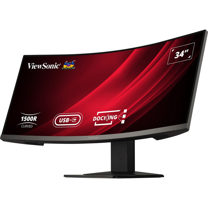 Afbeelding laden in galerijviewer, Viewsonic uwqhd curved docking monitor met kvm-switch vg3419c 34 ultrawide (zwart (mat), 1x hdmi, 1x displayport, usb-a, usb-b, usb-c, lan, audio)
