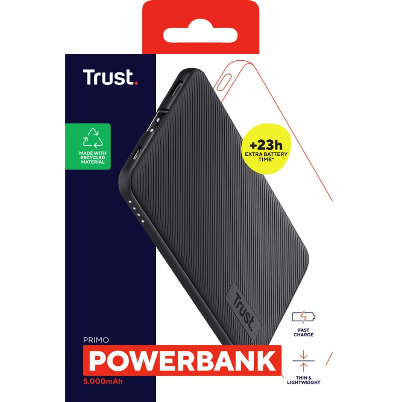 Afbeelding laden in galerijviewer, Trust primo 5.000 mah eco powerbank (zwart)
