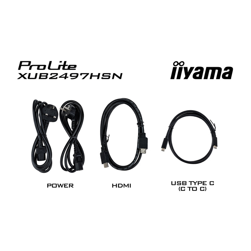 Afbeelding laden in galerijviewer, Iiyama prolite xub2497hsn-b2 23.8 monitor (zwart, hdmi, displayport, 3x usb-a, usb-c, rj-45)
