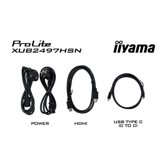 Iiyama prolite xub2497hsn-b2 23.8 monitor (zwart, hdmi, displayport, 3x usb-a, usb-c, rj-45)
