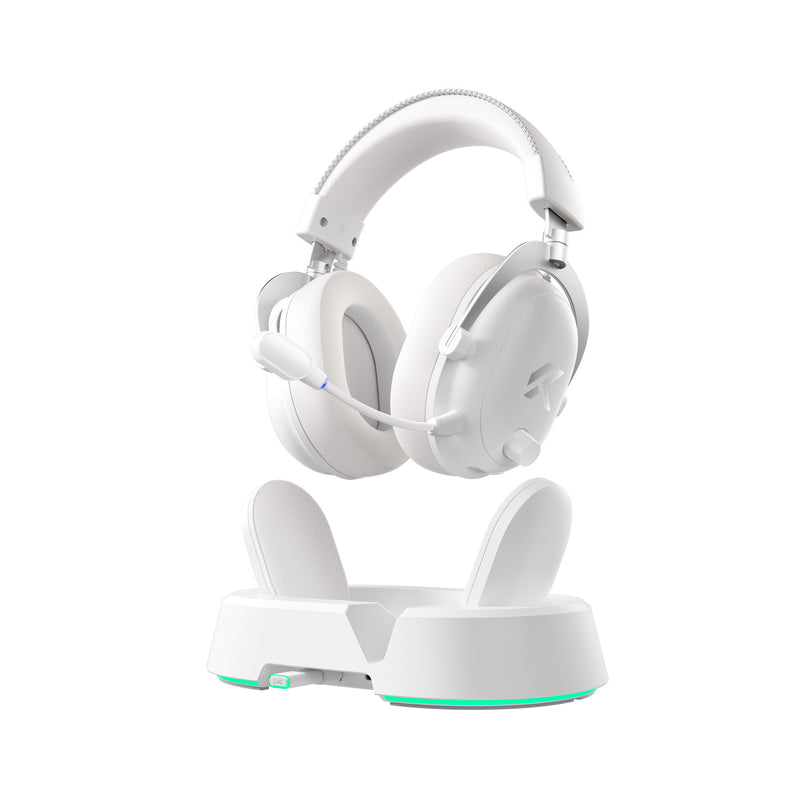 Afbeelding laden in galerijviewer, Mchose v9 turbo+ magnetic wireless over-ear gaming headset (wit zilver, nintendo switch, playstation 4, playstation 5, mobiel, pc, 2.4g bluetooth usb)
