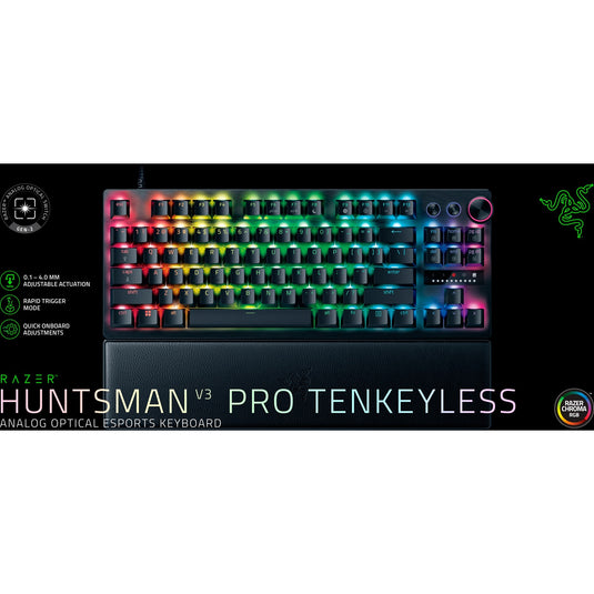 Razer huntsman v3 pro tkl rgb mechanisch gaming toetsenbord (zwart, us lay-out (qwerty), analog optical gen 2, 80% (tkl), double-shot pbt)