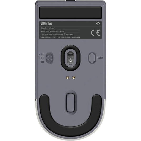 8bitdo retro r8 mouse - n edition (grijs rood, 50 - 26000 dpi, bluetooth usb-c 2.4 ghz)