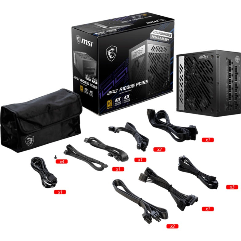 Afbeelding laden in galerijviewer, Msi mpg a1000g pcie5 modulaire 1000 watt voeding (zwart, 1x 12v-2x6, 6x pcie)

