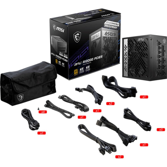 Msi mpg a1000g pcie5 modulaire 1000 watt voeding (zwart, 1x 12v-2x6, 6x pcie)