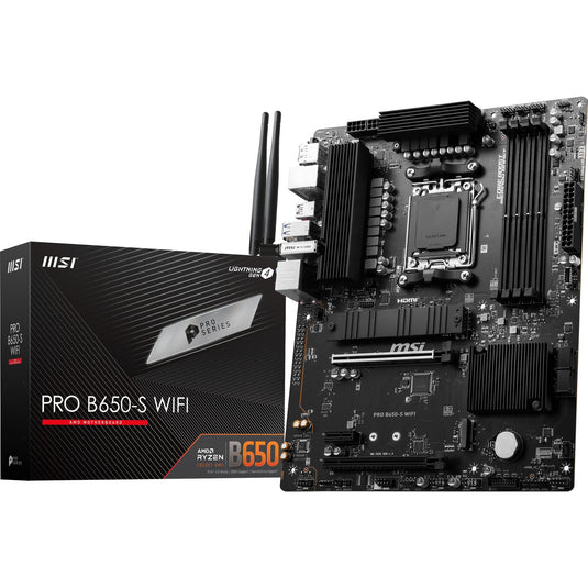 Msi pro b650-s wifi socket am5 moederbord (zwart, raid, 2.5 gbe-lan, wi-fi 6e, bt, sound, atx)