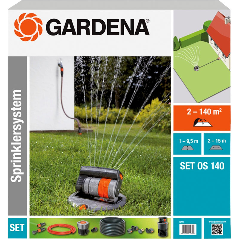 Afbeelding laden in galerijviewer, Gardena complete set met verzonken zwenksproeier os 140 sprinklersysteem (grijs oranje, 8221-20)
