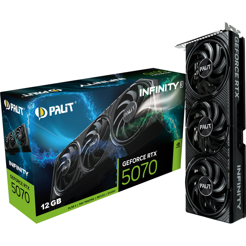 Afbeelding laden in galerijviewer, Palit geforce rtx 5070 infinity 3 grafische kaart (dlss 4, 3x displayport, 1x hdmi 2.1)
