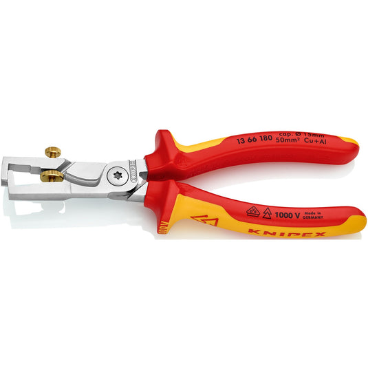 Knipex 15 mm 187 mm strix® striptangen met kabelschaar - vde - capaciteit - 13 66 180