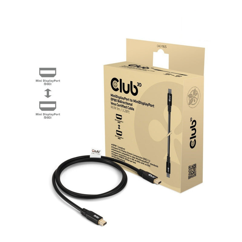 Afbeelding laden in galerijviewer, Club 3d minidisplayport naar minidisplayport dp80 bidirectioneel kabel (zwart, 1 meter, vesa-gecertificeerd)
