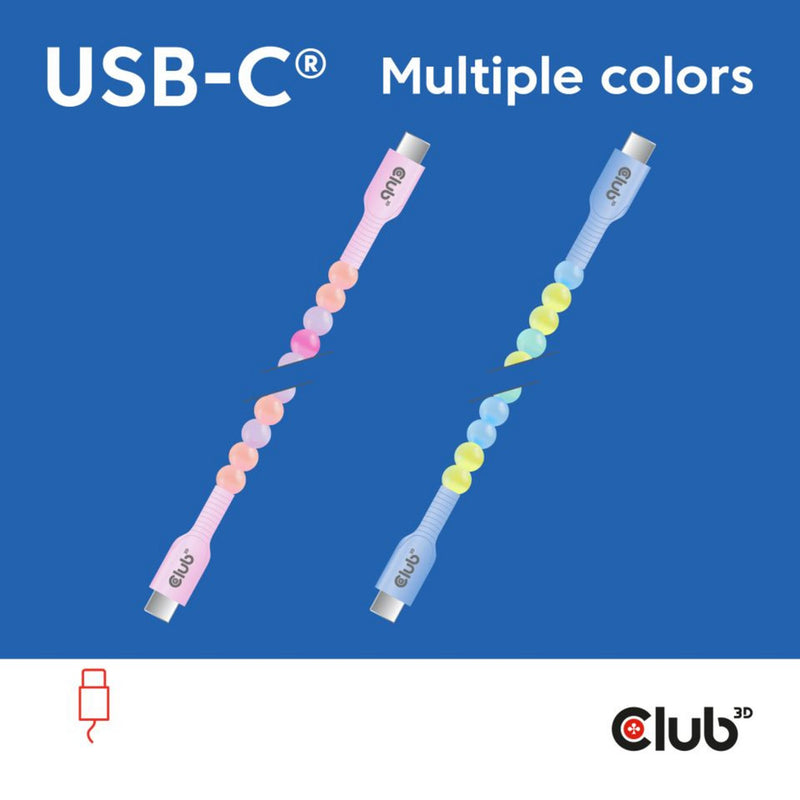 Afbeelding laden in galerijviewer, Club 3d usb-c beaded cable pink, 2 meter kabel (roze)
