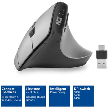 Act draadloze muis ac5155 bluetooth zwart, zilver
