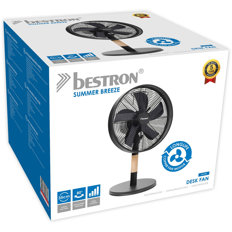 Afbeelding laden in galerijviewer, Bestron dft35wb tafelventilator (zwart houtkleur, ø 35 cm)
