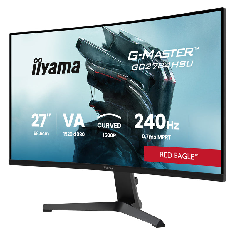 Afbeelding laden in galerijviewer, Iiyama g-master red eagle gc2784hsu-b1 27 curved gaming monitor (zwart, 2x hdmi, displayport, 2x usb, 240 hz)
