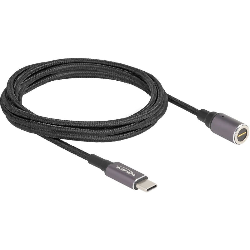 Afbeelding laden in galerijviewer, Delock laptop charging cable usb type-c male to magnetic 8 pin connector 1.8 m kabel (antraciet zwart)
