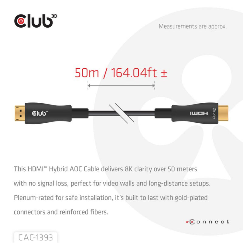 Afbeelding laden in galerijviewer, Club 3d hdmi hybride aoc kabel (zwart, 50 meter)
