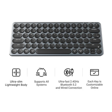 Keychron b3 pro-k1 toetsenbord (grijs, us lay-out (qwerty), scissor switches, 75%, abs keycaps, 2.4 ghz | bluetooth | usb)
