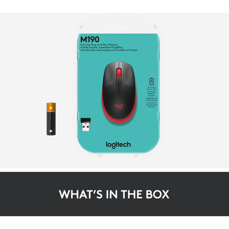 Afbeelding laden in galerijviewer, Logitech m190 full-size wireless mouse (rood, 1000 dpi)
