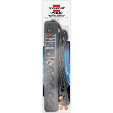 Brennenstuhl secure-tec 19500a +surge protection 6x stekkerdoos (antraciet, 1159540376, voor 6 stekkers)