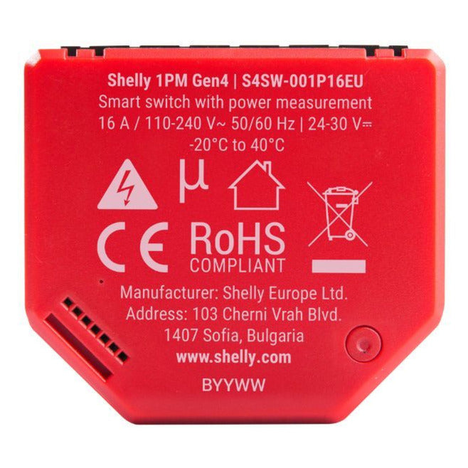 Afbeelding laden in galerijviewer, Shelly 1pm gen4 relais (rood, bluetooth, wi-fi)
